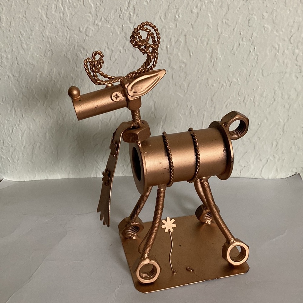 Steampunk Nuts and Bolts Metal REINDEER Holiday Winter Industrial Sculpture
